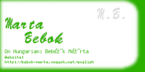 marta bebok business card